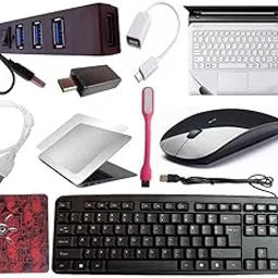 Anjo 11 in 1 Combo of Wired Keyboard, Wireless Mouse, Mouse Pad, USB Hub 2.0, 2 in 1 Cleaning Kit 100ml, OTG Micro & C, Extension Cable, LED, Laptop Trackpad Lamination, Laptop Lid Lamination-picture-23