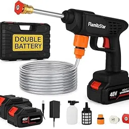 High Pressure Car Washer Gun with 5 Spray Nozzles, Foam Cannon, FlammAdjustable Water Jet Spray, Double Battery Portable Washer for Car, Bike, Garden, Patio, Windows, Home Cleaning Tool Kit-image-43