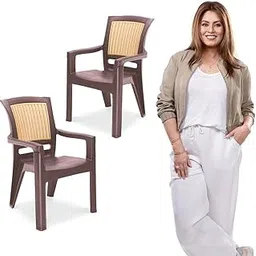 Singham Plastic Chair set| Single Chair| Matt Pattern Plastic Chair for Home, Kitchen, Living Room, Office | Strong and Sturdy Structure| Bearing Capacity Up to 200Kg. (Brown & Beige, Pack of 2)-picture-22