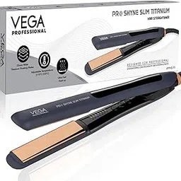 VEGA PROFESSIONAL Pro-Shine Slim Titanium Hair Straightener with 25mm Wide Rose Gold Titanium Floating Plates for Salon, Blue, (VPPHS-13)-picture-26
