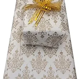 Just Flowers Premium Gift Wrapping Papers With 10 Beautiful Pull Ribbon Bow, Birthday Gift Pack Sheets, Gift Packing Materials (Royal Embroidery Pattern, Size-19" X 28" In) (Pack Of 10),Multi-picture-42