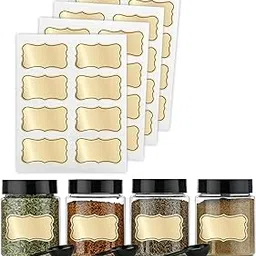 TOWNBUS | Pack of 56 | Gold Blank Jar Stickers | Waterproof, Semi-Glossy Finish, Residue-Free Self-Adhesive Labels for Kitchen, Spice Jars, Pantry & Home Organization-picture-29