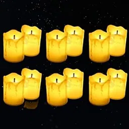 SATYAM KRAFT 24 Pcs LED Tea Light Candles | Flameless & Smokeless | Acrylic Melting Wax Design |Decorative Lights for Home Décor,Pooja,Wedding, Birthday, Anniversary,Valentine & Gifting (Yellow, 5 cm)-image-17