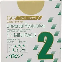 GC Gold Label Universal Restorative Glass Ionomer Cement, 2-1 Mini Pack, 10g Powder + 7g Liquid, Radiopaque-picture-27