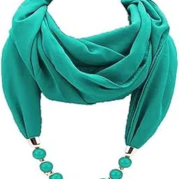 malvina Plain Design Necklace Scarf For Women & Girls Fashion Pearl Necklace Wrapped Chiffon Scarf-picture-14
