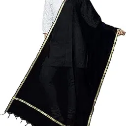 the flying tree Chanderi Silk Dupatta for Women | Lightweight Black Traditional Ethnic Wear | Dupatta for Kurti, Salwar Suit, Anarkali, Lehenga | Festive & Casual Accessory-picture-36