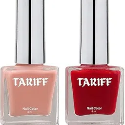 TARIFF Dual Nail Polish Combo (T03 + T046) | 8ml Each | Coral Kiss Peach Nude & Ruby Rush Bold Red | Glossy Gel Finish | Long Lasting Quick Dry Nail Paints for Women, Girls & Kids.-picture-37