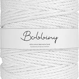 Bobbiny | 3 Ply Twisted Macrame Cotton Cord Dori (Roll Packaging) Thread for Macrame DIY and Other Projects | White | 4mm,20 Meter-picture-33