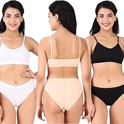 empisto Women's Sports wear Bra Daily use Bra Panty Set Full Coverage Non Padded Lingerie Set Bra Panty Set for Women’s Combo Pack of 3-picture-46