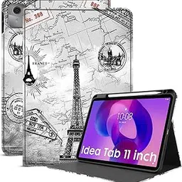 Robustrion Case Cover for Lenovo Idea Tab Cover 11" with [Pencil Holder], Folio Flip Cover Case for Lenovo Idea Tab Cover 11" Tablet [Auto Sleep Wake Support] - Eiffel-picture-14