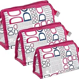 PRISMAXIC 3-Set Travel Makeup Pouch Toiletry Cosmetic Shaving Kit Bag dojes dojes Bag for Men and Women D Pouch (Pink)-picture-49