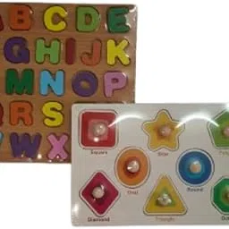 Wooden Educational Puzzle Toys for Kids | ABCD Alphabet & Shapes Learning Board Combo| Montessori Activity Toy for Toddlers & Preschoolers 1-3 Years Wood, Gift for Boys & Girls-picture-17