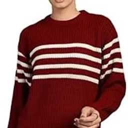 chkokko Wool Blend Wollen Winter Wear Crop Drop Shoulder Round Neck Sweater for Women-picture-13