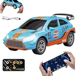 Mini Metal RC Car | 1:64 Scale Metal RC Car with Lights | 2.4GHz & App Control | Type- C Rechargeable | Small Drift Racing Car | Hobby Car (Sports RC - Blue)-picture-16