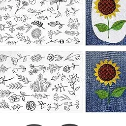 Stick and Stitch Embroidery Designs, Sunflower and Floral Patterns on Water Soluble Embroidery Paper, Self-Adhesive Sticky Paper for Hand Embroidery, Blouse Embroidery Design and Fabric Decoration-image-3