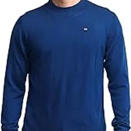 Mens Green Solid Long Sleeve Cotton Classic Pullover Sweater-image-2