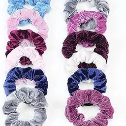ANNA CREATIONS 12 Pcs Hair Scrunchies Velvet Elastic Hair Bands Silk Hair Ties Ponytail Holders for Girls Scrunchies for Women's Strong Elastic Rubber Bands Hair Accessories for Women & Girls (MULTI 1)-picture-13