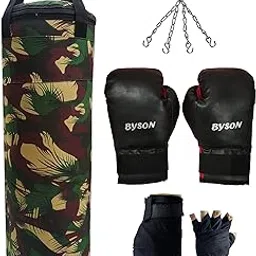 Byson Strong and Hard Camouflage Boxing Kit Set for Men and Adult (36inch Punching Bag, 12OZ Boxing Gloves, Hand Wrap, Chain) Heavy Punching Bag-picture-16