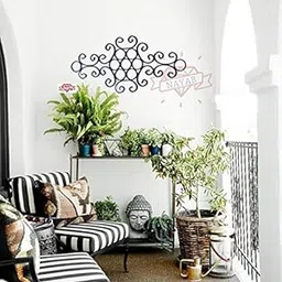 Black Iron Scrolled Sculpture 62 cm for Outdoor Decor Home Garden Wall Art Hanging Sculpture-image-96