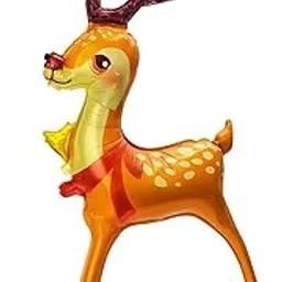 AMFIN (Pack of 1) Christmas Reindeer Foil Balloon 42 inch Large Standing Deer Balloon for Christmas Party Decorations | Festive Reindeer Balloon with Antlers & Scarf – Cute Xmas Décor-picture-30