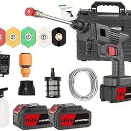 HOLYDELIGHT Cordless 48V Electric Pressure Washer Gun – Dual Li-ion Batteries, 5 Spray Nozzles, Foam Bottle, Hose & Fast Charger | Jet Cleaner Kit for Car, Bike, Driveway, Garden & Outdoor Surfaces-picture-16