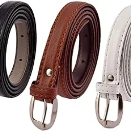 veteran Women's,Ladies's,Girl's Belt For Jeans, Women's Belt for Dresses Casual/Formal 3 Belt Combo Free Size (26-36)(Black,Brown & White-032)-picture-40