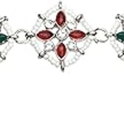 Silver Plated Traditional Floral Kundan & Pearl Sheeshphool Matha Patti Sheeshpatti For Women (T2193ZMG)-image-54