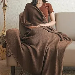 PAUDHA Exquisite All-Season Stripped Breathable Cotton Knitted Sofa Throw - Deep Chestnut-picture-32