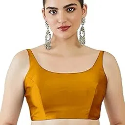 Womens Taffeta Padded Blouse, Classic Sleeveless Silk Stitched Blouse, Readymade Saree Blouse for Women Stylish-image-18