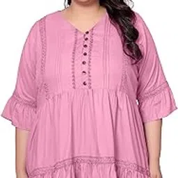 indietoga Women's Plus Size Tiered Longline Tunic Top with Pockets (2XL to 7XL)-picture-56