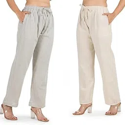 hallucination Pajama for women combo (set of 2) loose fit pure cotton comfy (free size 28 to 34) pyjama palazzo pant high waist stylish lounge sleep beach travel-picture-34