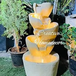 Creative Home Decor 28 Inches 4 Tiered Diya Fiberglass Water Fouintain for Decor in Home,Office,Living Room & for Indoors and Outdoors | Best Suitable for Gifts-image-82