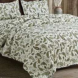 Kuber Industries Leaf Design Floral Cotton Double Reversible AC Comforter - Cream-picture-27