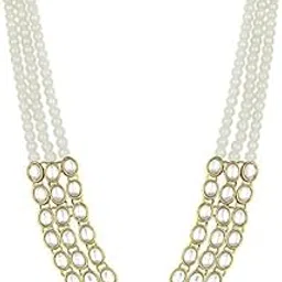 Multi Layered Traditional Gold Plated Dulha Moti Mala with Beaded Maharaja Haar/Groom Necklace For Men-image-91