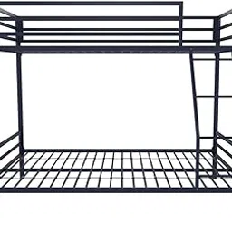 ADORN MART Twin-Over-Full Metal Bunk Powder Coated Bed with Ladder and Guardrails, Navy Blue.-picture-23