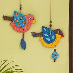 ExclusiveLane Feathered Birdies Handmade & Hand-Painted Garden Decorative Outdoor Wall Hanging in Terracotta Decor - Terracotta Decorative for Home Decorative Items in Living Room Wall Decoration-picture-31