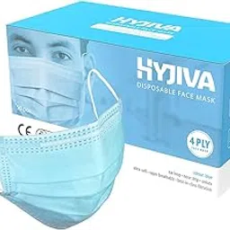 Hyjiva Disposable Face Mask - 4-ply, Ear Loop, Nose Strip, Unisex, Ultra-soft, Super-breathable, (Pack of 50, Blue)-picture-11