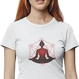 rushaan 7 Yoga Chakras-Women's White Cotton Regular Fit Yoga Gym/Sports Activewear T-Shirt-picture-43