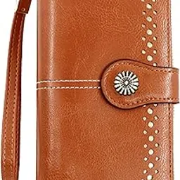kraptick Woman's Wallet Made with PU Leather - Bi-Fold Wallet with Large Capacity for Multi-Cards Slot, Card Organizer, Long Slim Wallet with Stylish Design (Brown)-picture-50
