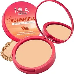 Mila Beauté Sun Shield Sunscreen Compact for Women | Spf 50 Pa+++ Uv Protection | Oil-free Pore Blurring Matte Finish | Niacinamide & Ceramides | Lightweight & Suitable for All Skin Types ( 9g, 4 Sand )-picture-14