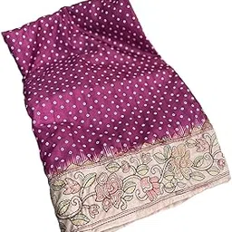 Women's Beautiful Kashmiri Embroidery Work Bandhani Printed Tussar Silk Saree With Blouse-picture-41