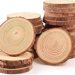5 inch Big Natural Assymetrical Wooden Coaster/Bark Edge Wood Coasters for Craft, Coffee/Tea Coasters Set of 8 (Thickness- 15mm) Wood Slices/Log-image-73