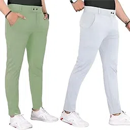 gibbonte Men’s Slim Fit Lycra Blend Trousers - Pack of 2 | Stretchable Formal Pants for Office and Casual Wear | Trousers for Men-picture-31