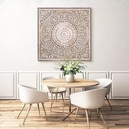 Adeez Gallery Unique Hand Carved Wooden Wall Panels with Hanging Floral Decorations - Rustic Farmhouse Living Room and Bedroom Wall Decoration Living & Bed Rooms-picture-40