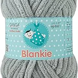 Ganga Acrowools Polyester Blankie is A Super Soft Chenille Yarn. Oekotex Class 1 Certified. Safe for Babies. Pack of 2 Balls - 100Gm Each. (Light Grey) image 1