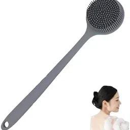 Aaniuay 2-in-1 Long Handle Body Brush Premium Soft Silicone Back Scrubber Shower Bath Dirt_Removal Back Scrubber | BPA-Free | For Men and Women Soft Bristles Multicolour-picture-33