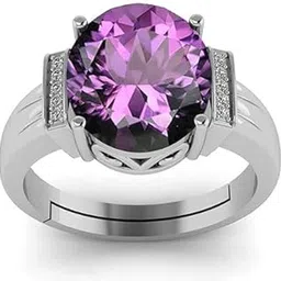 lmdprajapatis 11.25 Ratti / 10.50 Carat Natural Amethyst Katela Stone Adjustable Silver Ring For Men And Women-picture-20