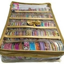 sna 5 Rola Satin Bangle Bag Churi Vanity Vanity Bag Multipurpose Cosmetic Pouch Jewellery Make up Organiser Necklace Pouch Traveling Kit for Women and Girls-picture-51