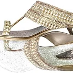 Women's Pearl Design Slip-On Kolha-puri Chappal | Stylish, Lightweight, and Comfortable Slippers | Anti-Skid Sole and Cushioned Heel Sandals for Ethnic, Festive and Office Wear-image-33