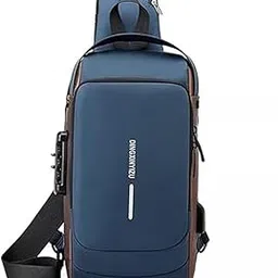 kc_KrishnacreationAnti-Theft Sling Bag for Men & Women |Waterproof Crossbody Chest Bag with Lock| Lightweight Shoulder Daypack |for Travel, Work, and Daily Use (BLUE_Black)-picture-53